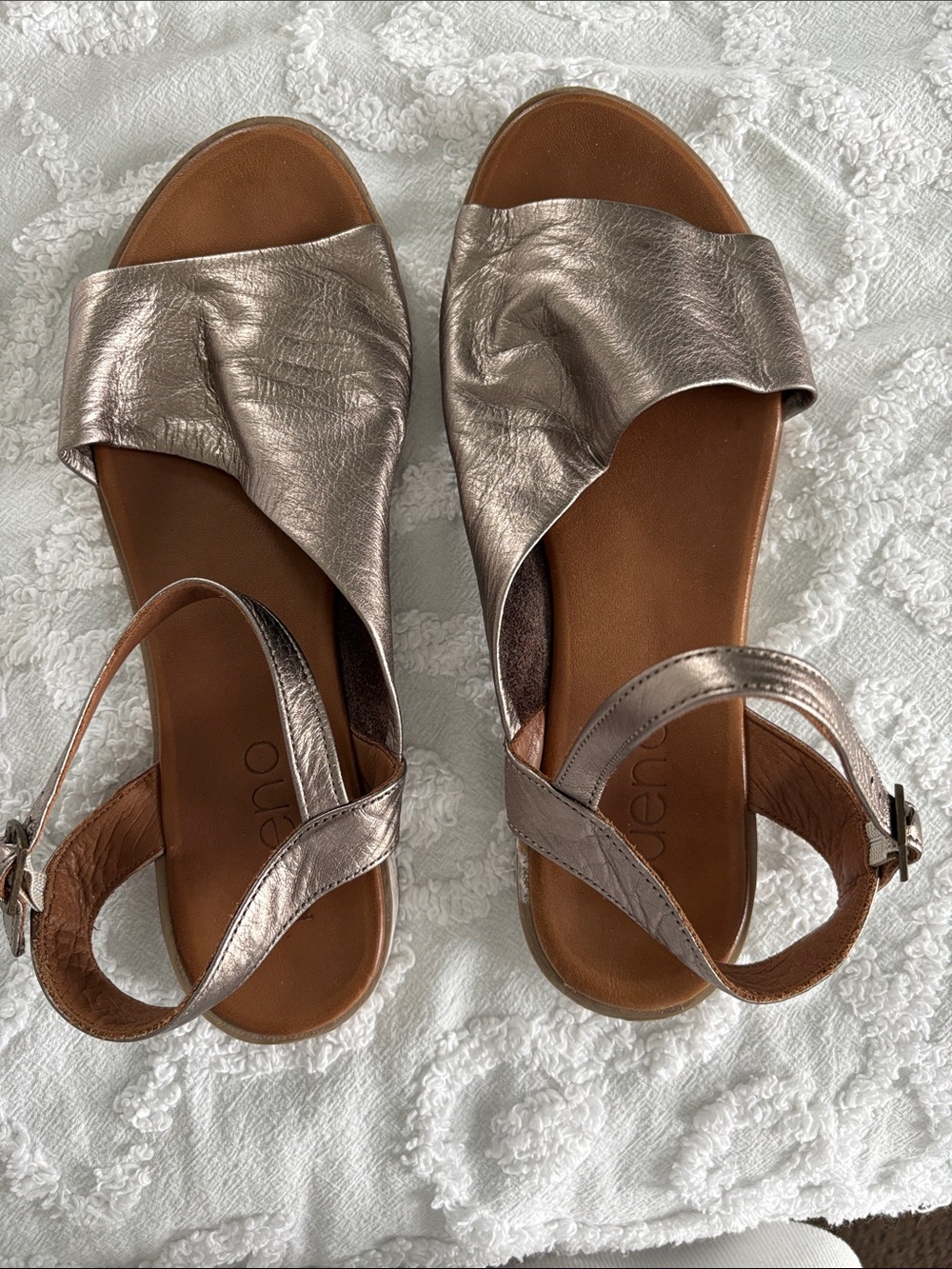Bueno Brand Metallic Rose Gold Slingback Sandals - Women's Comfortable Slide